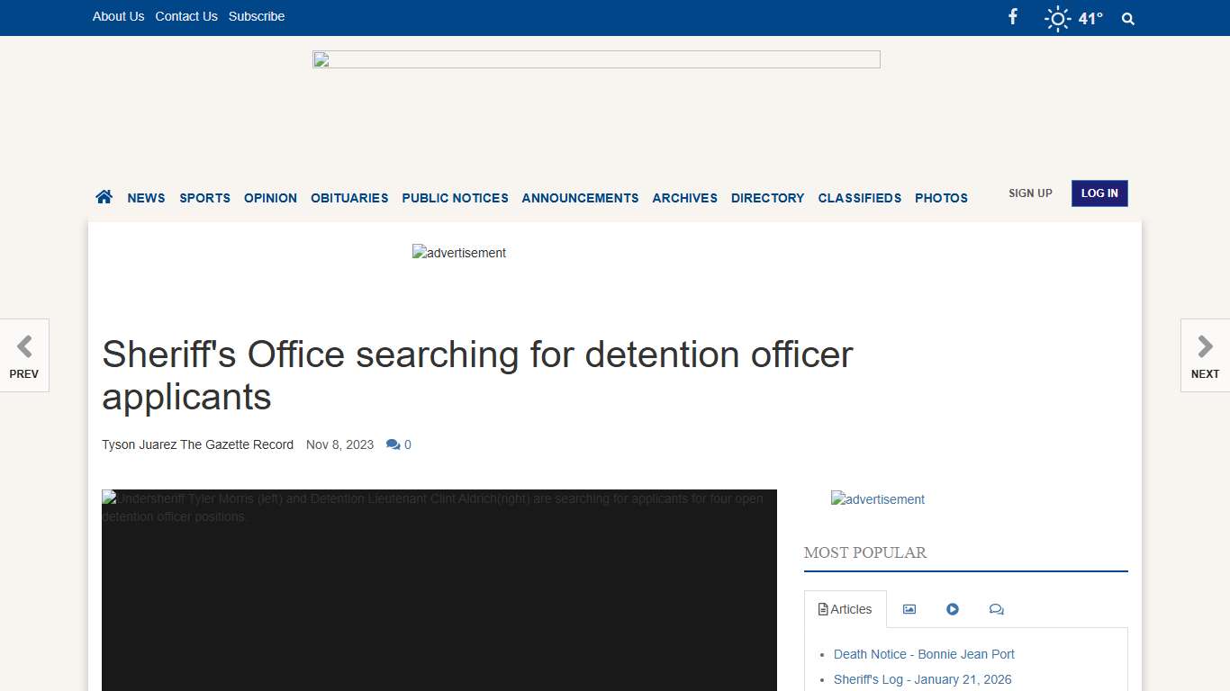 Sheriff's Office searching for detention officer applicants News gazetterecord.com